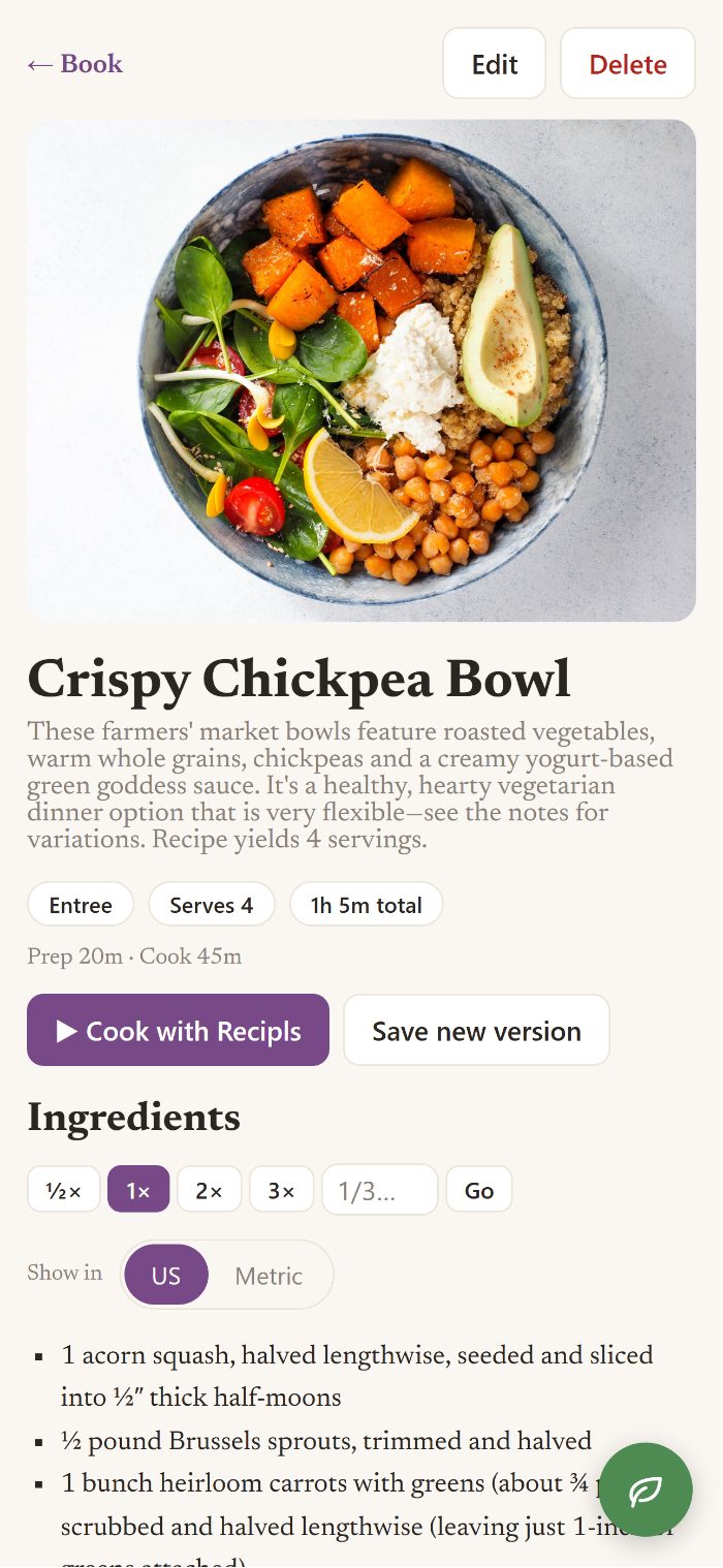 The Crispy Chickpea Bowl recipe in Recipls